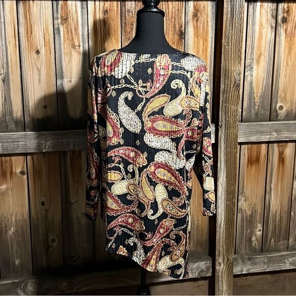 Slinky Brand top slinky asymmetrical paisley black red gold 1X FIRM on PRICE - Picture 6 of 8